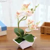 Decorative Flowers Artificial Butterfly Orchid Potted Plants Silk Flower With Plastic Pots For Home Balcony Decoration Vase Set