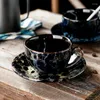 Filiżanki spodki Vintage kreatywny design kubek kawy i zestaw spodek Ceramiczne luksusowe śniadanie Wysokiej jakości Platillo de Taza Cutecup
