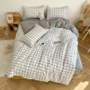 Ensembles de literie 4pcs Ensemble à plaid Double côté lin lin Euro Flat Flat Princess Bedpread Couvrette King Size