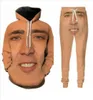 Ensembles de deux pièces femmes femmes de survêtement décontractées 3D Impression du géant soufflé le visage de Nicolas Cage Fashion Hoodies HoodedPants Swe2963672