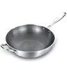 Coado semestick wok304 aço inoxidável wok pan fry alça