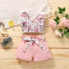 Shorts Summer NOUVELLE-NÉBORN BEBOS GIRLS Set Children's Short à manches Top + Shorts Kids Tenues Kid Sets Toddler 3 6 9 12 18 mois 2 3 ans