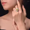 Cluster Rings 925 Silver Teardrop Pear Shape Radiant Cut Fancy Light Yellow Diamond Ring For Women Fine Jewelry