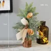 Decorative Flowers 25CM Desktop Mini Christmas Tree Decorations Window Decoration 2024 Year Potting Artificial