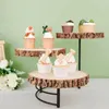 Decorative Plates Wooden Cake Stand Tray 3 Tier Serving Platter Reusable Dessert Fruit Snack Flowerpot Display Shelf Wedding Party