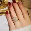 Cluster Rings 14K Gold Finger RingParty Wedding Band For Women Bridal Promise Engagement Jewelry