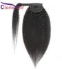 Kinky Straight Ponytails 100% brasilianische menschliche Haare Wrap um Clip in Extensions für schwarze Frauen grob Yaki Real Pony Heck Haartrup2116617