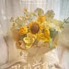 Decorative Flowers Valentine's Day Handmade Knitted Roses Sunflowers Wool Hand Bouquet Artificial Finished Item Gift For Girlfriend