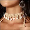 Pendant Necklaces Women Summer White Shell Choker Necklace Seashell Rope Chain Beach Girls Bohemian Jewelry Drop Delivery Pendants Dhdu2