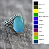 Bandringar Vintage Color Change Mood Ring Oval Emotion Changeable Temperatur för kvinnor Drop Leverans smycken DHVVI