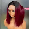 Wholesale Price Malaysian Peruvian Brazilian 1b Wine Red Silky Straight 13x4 Transparent Lace Frontal Wig 100% Raw Virgin Remy Human Hair