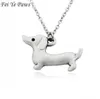 Fei Ye Paws en acier inoxydable longue chaîne Happy Dckhund Sausage Chien Collier Pendante Collier Animal Bijoux Animal pour les femmes CH9780445