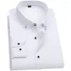 Camicie casual da uomo camicia business a colore solido moda classico classico slim bianca bianca blu bianca blu manica lunga fibbia di diamante squisita