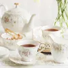 Cups Saucers Bone China Coffee Cup Flower Luxury Ceramic Creative Tea Set Högkvalitativt bröllopsredskap Tazas Cafe Kitchen Dining Bar E5