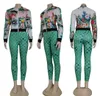 Modedesigner Zipper Two Piece Pants Tracksuit Women Outfits Fashion Printed Zipper Jacket + Sweatpants Set