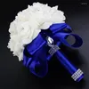 Fleurs de mariage 2024 MAINMADE BEALTIFU LILAC BRIDAL BRIDESMAID FLOWER BOUQUET Artificiel Rose Ribbon Crystal Bouquets de Noiva