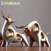 Ermakova Cattle Statue Ox Home Decor Living Room Bull Sculpture Wine TV Cabinet Ornament Crafts Abstract Animal Figurine 240409