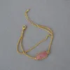 Link Bracelets Women Natural Semi Gemstone Amazonite Pendant Bracelet Chain Bangles With Rose Stone Fashion Jewelry