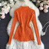 Women's Sweaters Long Sleeve Top Casual Sweater For Clothing Winter Half High Neck Knitted Bottom Slimming Adult Pullover Streetwear
