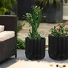 2 Pks moderne, geriffelte Mgo -Blumenbaum -Pflanzer mit geometrischer Textur -Design- und Drainagelöcher, Pflanzgefäß für Innenräume im Freien im Freien im Freien Garten Garten Terrasse Veranda Dekor