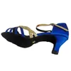 Dance Shoes Elisha Shoe Customized Heel Single Strap Women's Open Toe Latin Salsa Ballroom Party Wedding Royal Blue