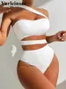 Women's Swimwear 2024 Sexy Asymmetric One Shoulder Cut Out Piece Swimsuit Women Female High Leg Bather Bathing Suit Swim V5465