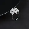 Cluster Rings INature Meet Happiness Luxury Crystal Zircon Ring 925 Sterling Silver Cornflower Wedding For Women Party Jewelry Gifts