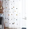 Curtain Nordic Style Geometric Triangle Embroidered Gauze For Living Room Balcony Bedroom Partition Window