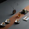 Plateaux de thé à la main plateau en métal à la main Plum Bamboo Round Café Anti Saldd Mat
