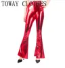 Women's Pants Women Fashion High Waist Faux PU Leather Trousers Flare Spring Vintage Loose