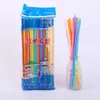 Disposable Cups Straws 100Pcs Fluorescent Plastic Bendable Art Drinking Beverage Wedding Decor Mixed Colors Party Supplies