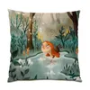 Pillow Polyester Linen Cover 45x45 Easter Gift Case Velvet Throw Covers Animal Painting E1197