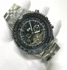 3 стиля Skeleton Fly Wheel Watch Black Dial Original Breits Автоматические широкие роскошные мужчины смотрят коричневый кожаный ремешок.