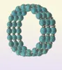 Bracelets en perles turquoise de 8 mm avec perles d'espaceur de couleur argentée pour femmes 1807170