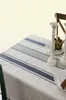 Tabela de mesa de mesa de linho vintage Tonela de mesa listrada de algodão para decoração de mesa em casa Tabel de banquete à prova de jantar Mesa Mantel M7502201