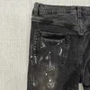 Lila jeans rak svart smutsig vintage vit färg låg stigande mager jeans high street förstöra tvätt grossist dropp frakt