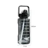 Water Bottles 2 Liters Bottle Motivational Drinking Sports With Time Marker Stickers Leakproof Reusable PP Cups