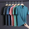 Plus Size 9xl 8xl Männer Polos Sommer hochqualitativ hochwertige Männer kurzärmelige Eisseide Solid Color Herren Business Casual Polo Shirt 240409