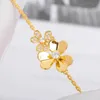 Designer New Asian Gold Size Flower Bracelet Van High Edition Trefoil Lucky Full Diamond Bud Mo Petal