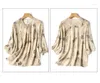Women's Blouses Satin Shirts Printed Silk Vintage Loose Summer O-Neck Clothing Short Sleeves Women Tops YCMYUNYAN