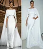 Eenvoudige elegante witte zeemeermin avondjurken met Cape Long Satin Women039S Pageant 2018 Formele feestjurk voor prom Wear2343177