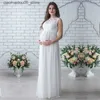 マタニティドレス妊婦レースシフォンウェディングドレス妊婦スタッフネックラインノースリーブドレス妊婦写真小道具衣類Q240413