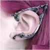 Boucles d'oreilles Punk Fairy Oreat Goth Goth Brint elfe Dark Elf Clip pour femmes Retro Sier Color Hip Hop Halloween Party Bijoux Gift Drop Deli Dhx6n