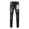 Alta qualidade 2024 nova marca roxa Jeans Fashion com tinta de rua alta reparo angustiado REPARE