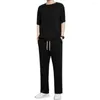 Men's Tracksuits Skin-friendly Workout Suit Summer Casual Outfit Set O-neck Short Sleeve T-shirt Wide Leg Pants With For Everyday