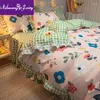 Bedding Sets Korean Version Of The Net Red Bed Sheet Skirt Four-piece Thickened Princess Style Duvet Cover Three-piece Student