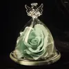 Dekorativa blommor Romantiska alla hjärtans dag Artificial Rose Flower In Glass Dome Wedding Mother's Decor Ornament Party Products