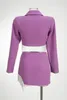 Werkjurken Elegante tweedelige damesset Purple Tasle Rok mode mode lange mouw jas hoge taille rokken passen vrouwelijke kleding