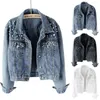 Jackets feminino Lady Denim Jacket Mantenha Work Women Classic Style Coat