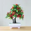 Decorative Flowers 1PC Simulation Office Desk Decor Table Ornament Luohan Flower Pot Artificial Plant Home Garden Wishing Tree